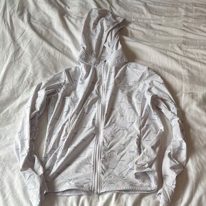 G/FORE Light Gray/white Hooded Jacket with Pale Blue Cat Print